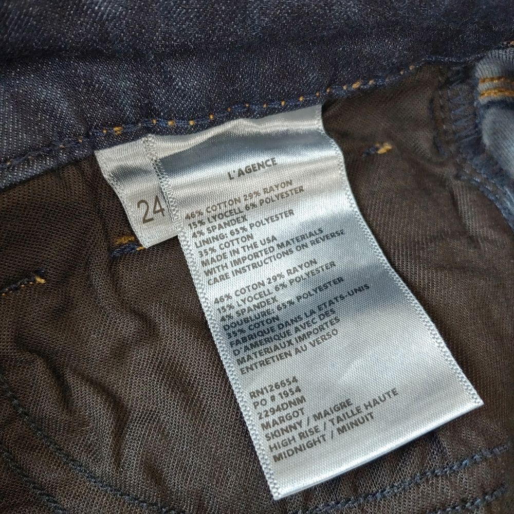 L'agence Margot high rise skinny jeans Midnight dark blue indigo size 24 - Picture 5 of 13